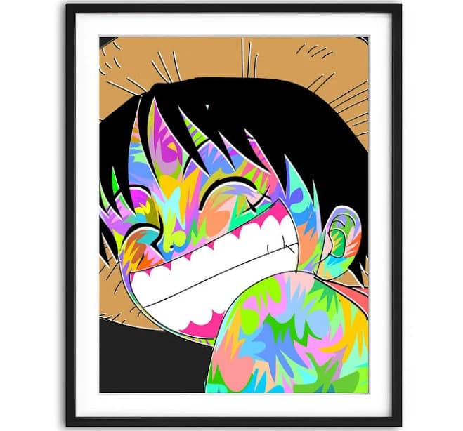 Luffy Wall Art Framed Print / Black Framed Print / 24" x 32" Canvas Wall Art
