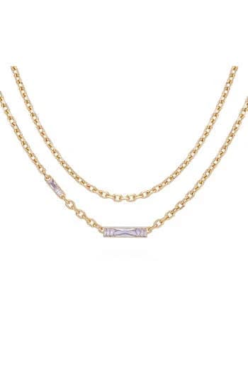 Vince Camuto Women's 14K Gold Double Layer Glass Stone Necklace