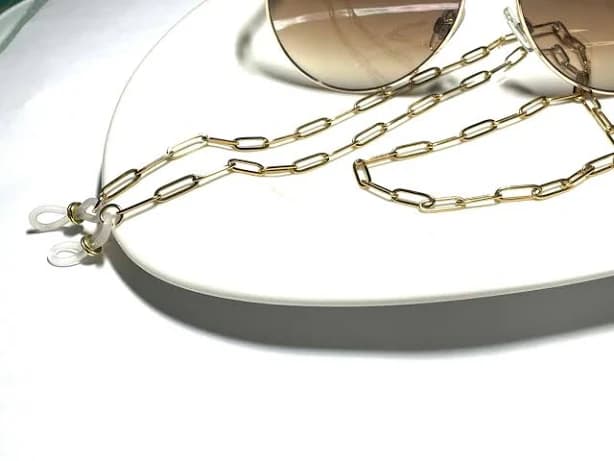 18K Gold Plated Eyeglass Chain: Paper Clip Link Sunglasses Holder