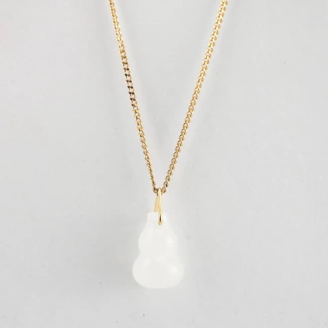 Meideya 18K White Jade Gourd Necklace