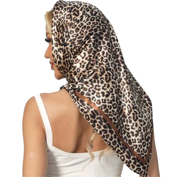 Leopard Print Head Scarf For Women Like Silk Satin Scarf For Hair