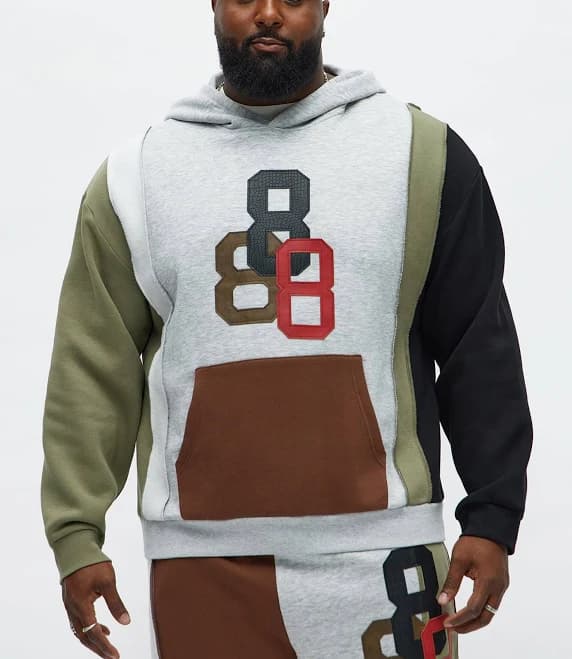 Fashion Nova Men's 888 Patchwork Hoodie