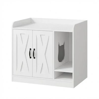Pure White Cat Litter Box Enclosure