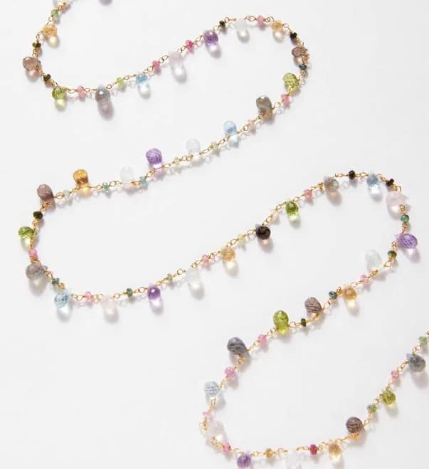 Karen Kane Women's Gold Long Mixed Gemstone Strand Necklace