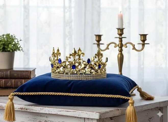 Fleur-De-Lis Rhinestone King Crown Tiara