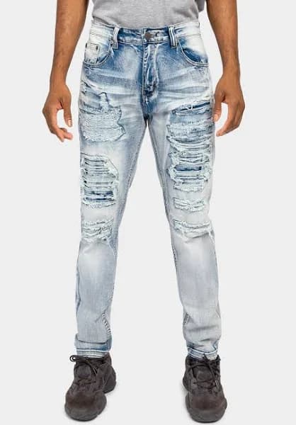 Distressed Ripped and Patched Jeans