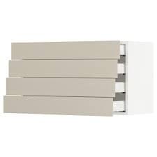 SEKTION / MAXIMERA wall cabinet with 4 drawers, white/Havstorp beige, 36x15x20" - IKEA