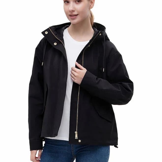 Rokka&Rolla Women's Hooded Water-Resistant Rain Jacket