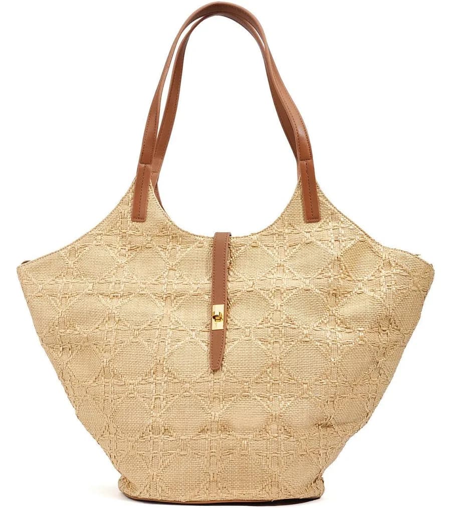 Woven Straw Leather Tote