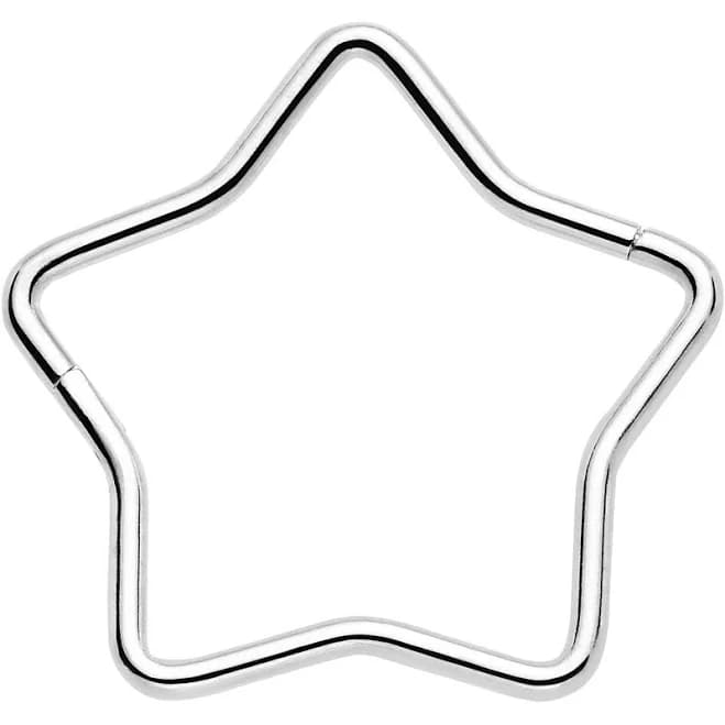 Body Candy Seamless Hollow Star Surgical Steel Cartilage Nose Hoop