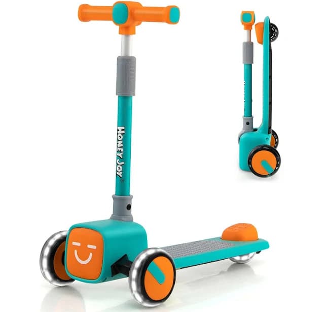 Kids Toy Scooter with LED Flashing Wheels and Emoji Covers