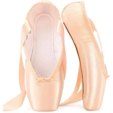 Women's and Girls' Professional Dance Shoes with Sewn Ribbon and Silicone Toe Pads