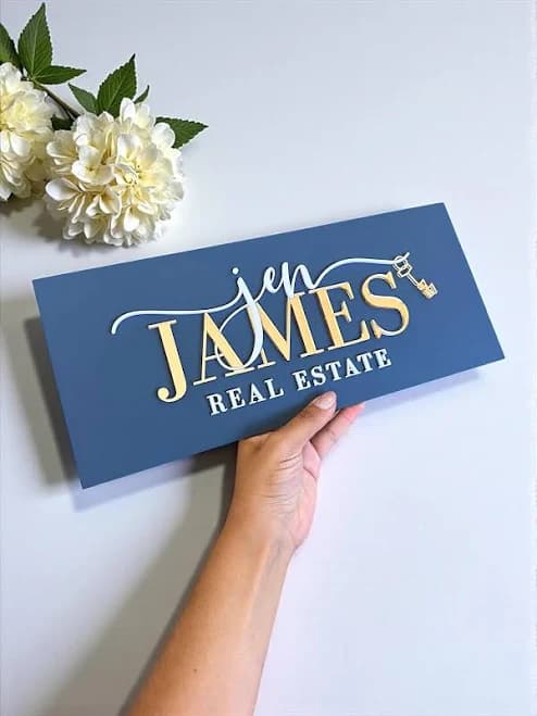 Custom 3D Acrylic Logo Wall Display for Real Estate Agencies, Salons and Studios, Personalised Raised Lettering Modern Business Branding