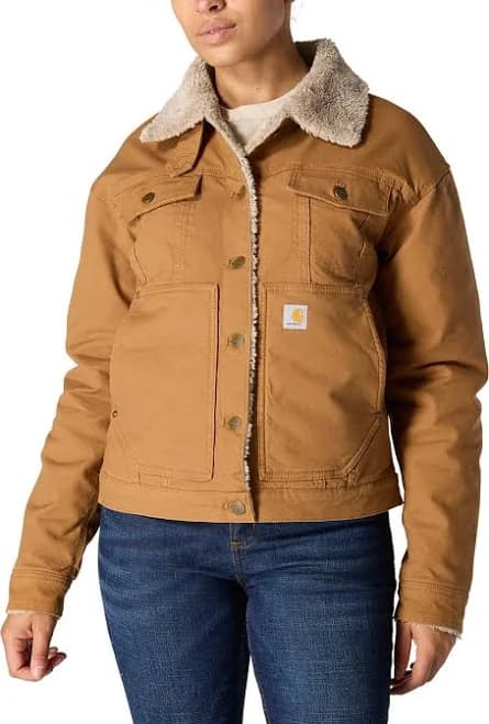 Carhartt Women's Rugged Flex Loose-Fit Sherpa-Lined Canvas Jacket