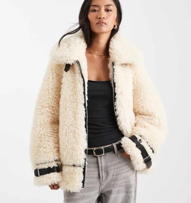 Miss Selfridge Teddy Oversized Aviator Jacket