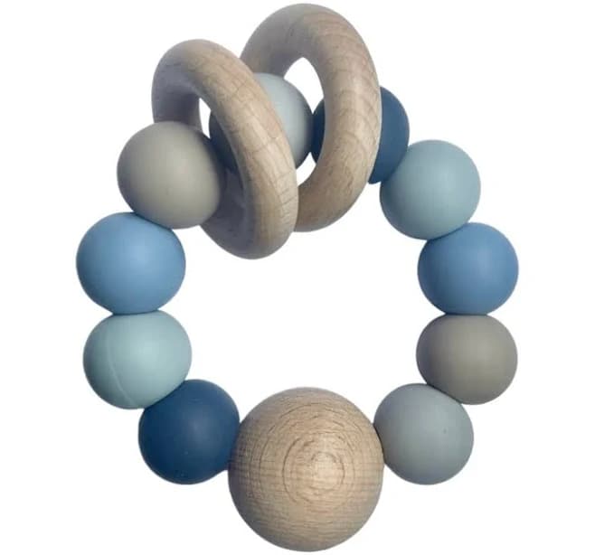 Silicone Ring Teether Blue n Grey Rainbow / Silicone