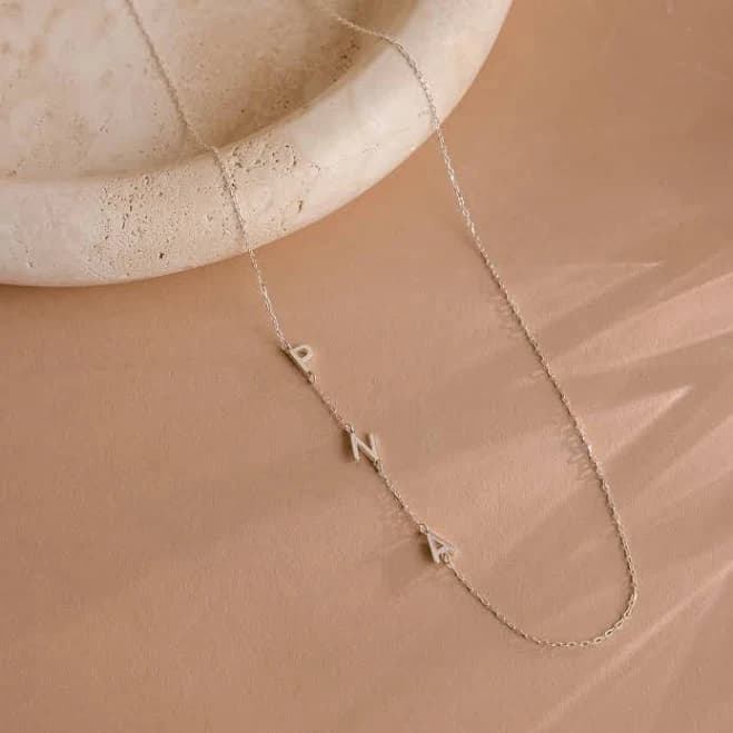 Caitlyn Minimalist Custom Sideways Initial Necklace Gifts for Mom