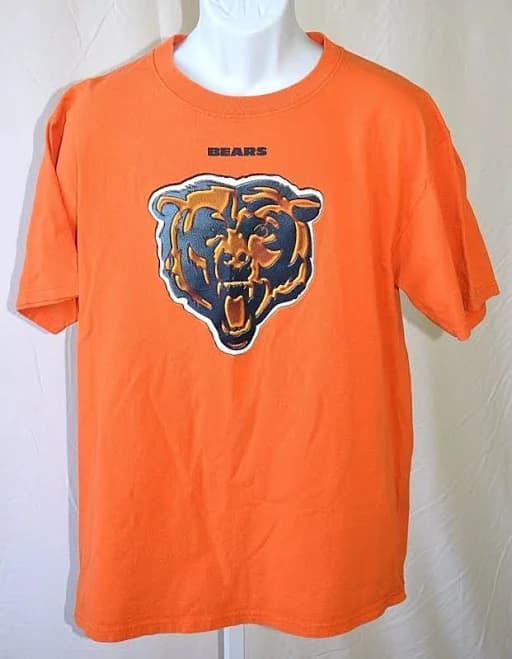 Chicago Bears Nfl Large 42” Chest 100% Cotton 3d Graphic Orange Black