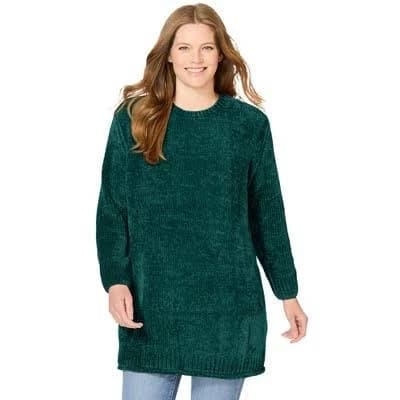 Woman Within Plus Size Chenille Crewneck Sweater