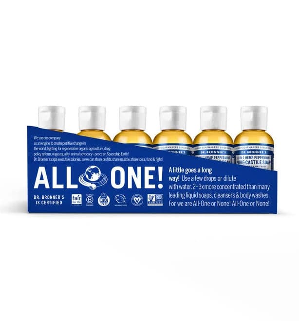 Dr. Bronner's Pure Castile Soap - Peppermint / 2 oz/12 pack
