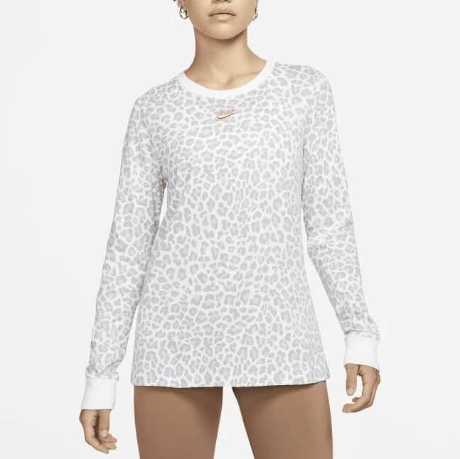 Nike Women's Sportswear Cheetah Print Long-Sleeve Tee