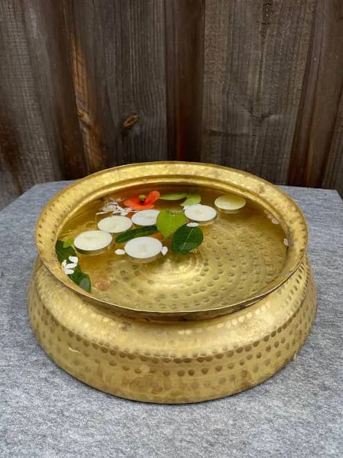 Brass Pedicure Spa Bath Bowl | Foot Soak Warming Relaxation Massage Tub | Flower Decoration Bowls