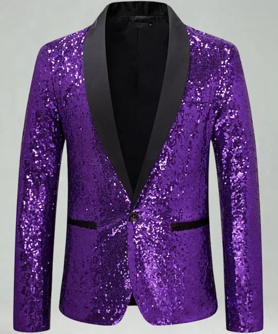 Zapaka Men's Slim Fit Sequin Prom Blazer