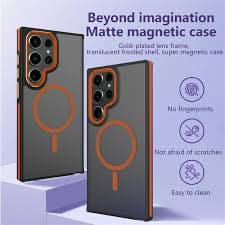 ELEHOLD for Samsung Galaxy S24 Ultra Matte Magnetic Case,Translucent Clear Cover Compatible with Mag Safe, Military Grade Drop Protection Shockproof Back Phone Cover for Samsung S24 Ultra,Orange - Walmart.com