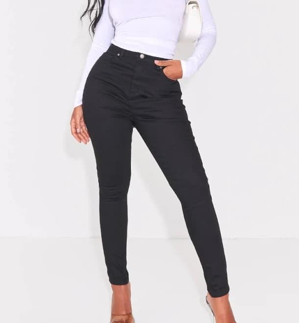 Women's PRETTYLITTLETHING Shape Black High Waisted Super Stretch Denim Jeans