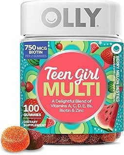 Teen Girl Multi Gummy, Healthy Skin and Immune Support*, Essential Vitamins, Biotin, Zinc, Chewable Multivitamin, Strawberry Melon Flavored, 50 Day Supply - 100 Count