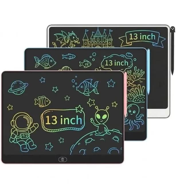 13” LCD Doodle Board for Kids, Colorful Writing Tablet with Stylus, Erase & Screen Lock, Portable Learning Toy for Toddlers 3-6