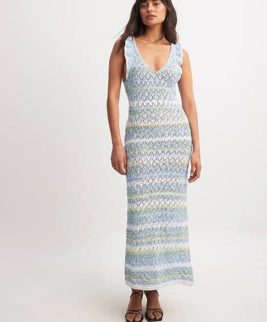 NA-KD Striped Knitted Midi Dress