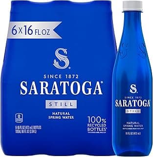 Saratoga Spring Water Bottles, 6 Pack – Still Bottled Water – Recycled PET Plastic Bottles – 16 Fl Oz