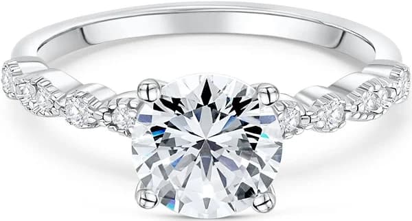 Women's Sofia Engagement Ring in Silver | Round Cut Center Stone | Size 4.5 | Sterling Silver | Modern Gents Trading Co