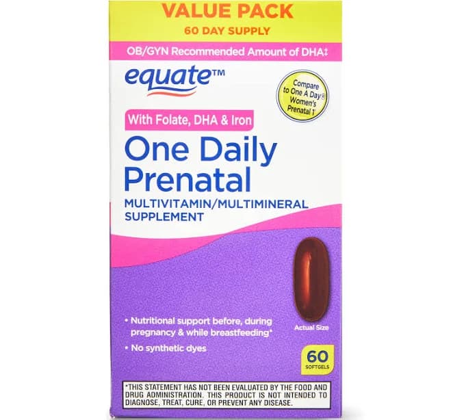 Equate One Daily Prenatal Softgels Value Pack 60 Count