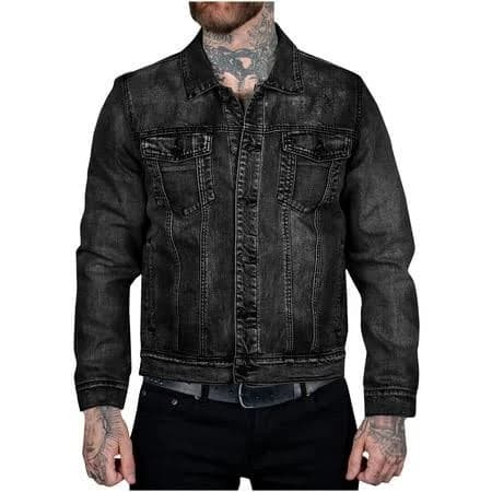 Miluxas Men's Washed Ripped Distressed Flex Stretch Denim Jacket