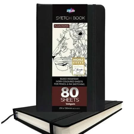 Zieler Classic Hardcover Art Sketchbook for Pencil, Ink, Charcoal and Pastel Sketching