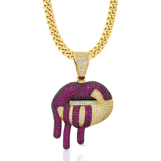 Drip Iced Out Gold Pendant Premium Quality Guaranteed Chain 20
