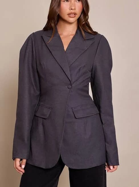 Women's Drop Shoulder Cinch Waist Oversized Blazer