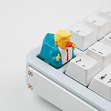 Artisan Duck Keycap for Mechanical Keyboards, Yellow and Blue Business Suit Design, Handmade Resin, 1U Size, MX Switch Compatible, Gaming Keyboard Keycaps