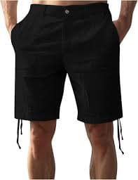 Men's Perfect Classic Fit Shorts Men's Linen Casual Classic Fit 11 Inch Inseam Elastic Waist Shorts with Drawstring (Dark Gray,XX-Large) : Buy Online at Best Price in KSA - Souq is now