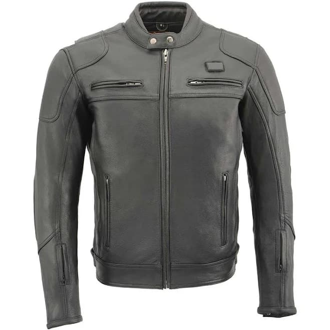 Milwaukee Leather MLM1526 Men's Stay Cool Black Premium Leather Sporty Motorcycle Jacket w/ Cool-Tec Leather Treatement