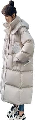Amazon.com: Haitpant Abrigo largo de invierno Chaquetas de algodón de plumón Abrigo de burbuja suelto coreano Buggy Parkas con capucha Outwear, Beige : Ropa, Zapatos y Joyería