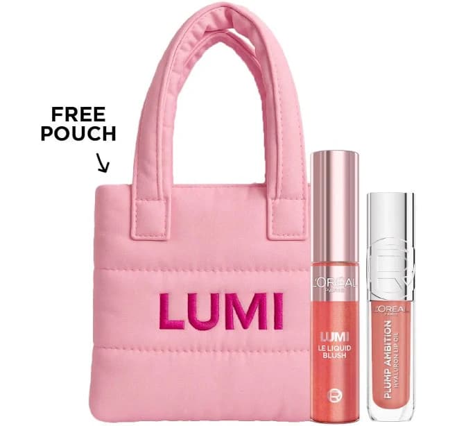L’Oréal Paris Plump Ambition x Lumi Le Liquid Blush Bundle At 20% Off + Free Pouch | Makeup 627 Warm Peach / 641 Latte Glace