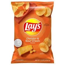 Lays Potato Chips, Cheddar & Sour Cream Flavored, NET WT 7.75 OZ (219.7g)