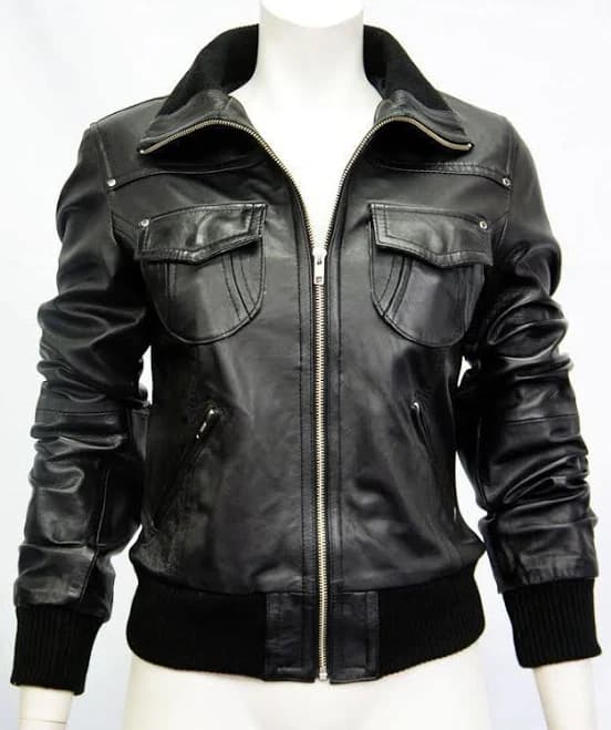 Ladies Premium Nappa Leather Bomber Jacket