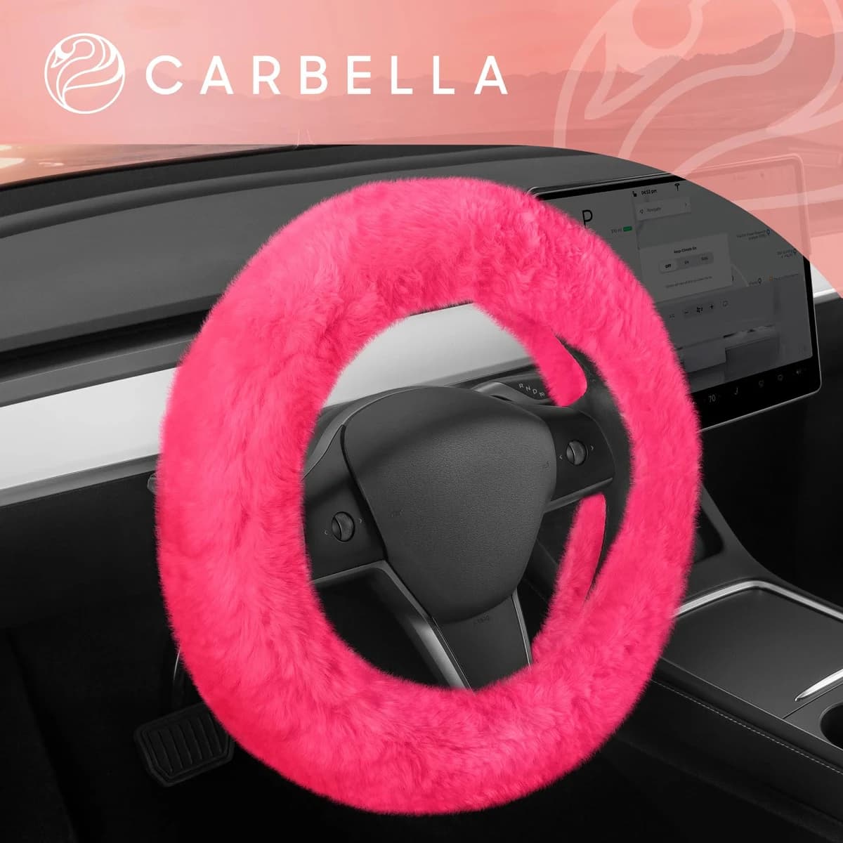 Bdk Faux Fur Steering Wheel Cover for Women Wool Sheepskin