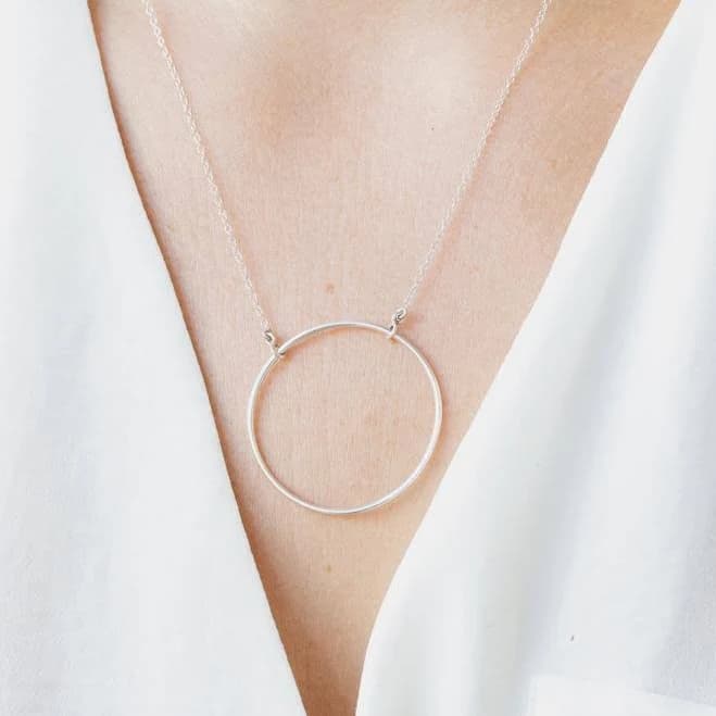 Circle Pendant Necklace for Women Dainty Chain Jewelry