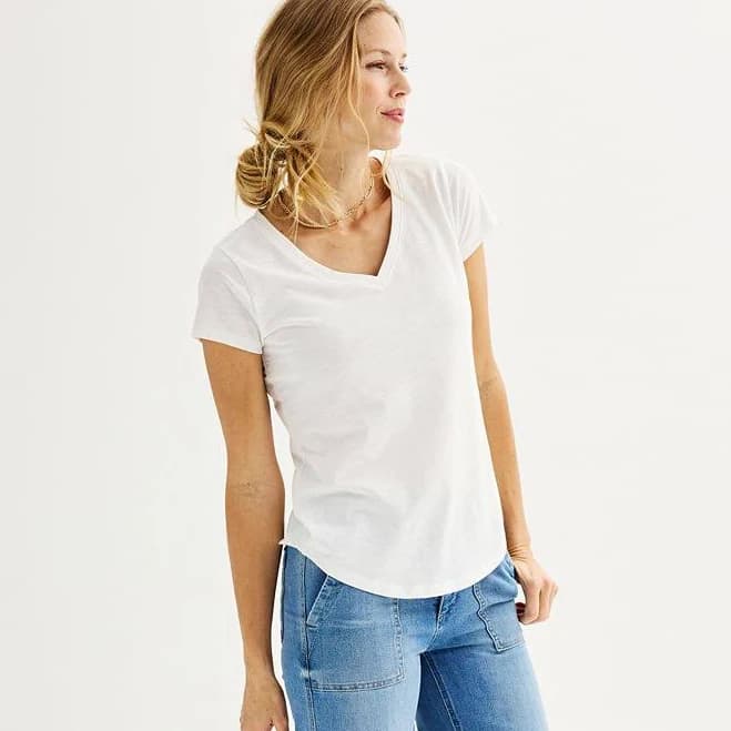 Sonoma Goods For Life Women's Everyday Short Sleeve V-Neck Tee