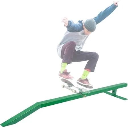 Kojem Skate Grind Rail Portable Skateboard Rail for Grinding, Ideal for Skateboarders, Bmx, Scooters & More, Green Powder-Coated Steel